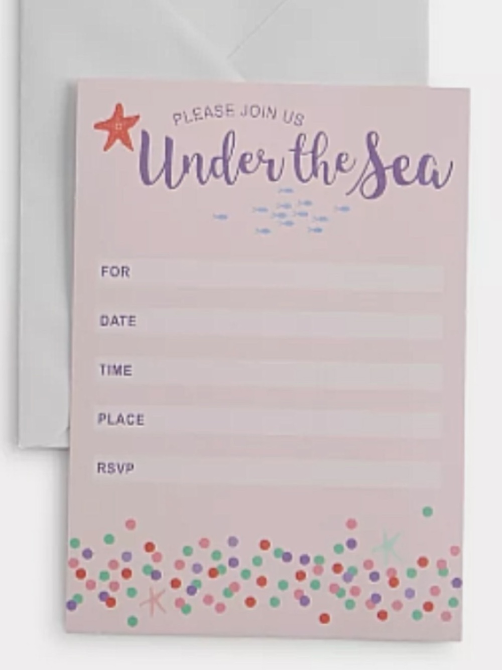 Bella Bug Pink Under the Sea Ocean Theme Set of 12 Cards Party Invitations NEW